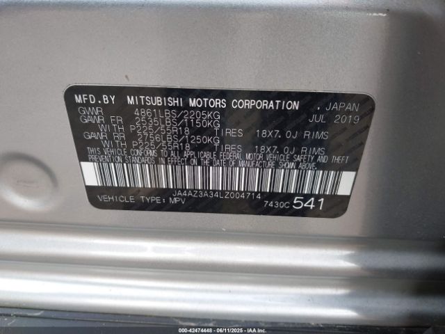 2020 MITSUBISHI OUTLANDER JA4AZ3A34LZ004714 Photo 8