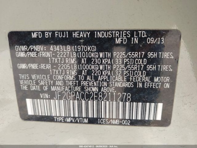 JF2GPACC2E8211278 Subaru Xv Crosstrek 2.0i Premium