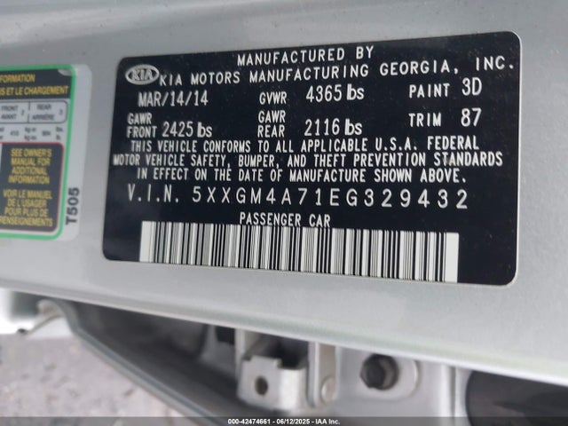 5XXGM4A71EG329432 KIA dohc gdi theta ii