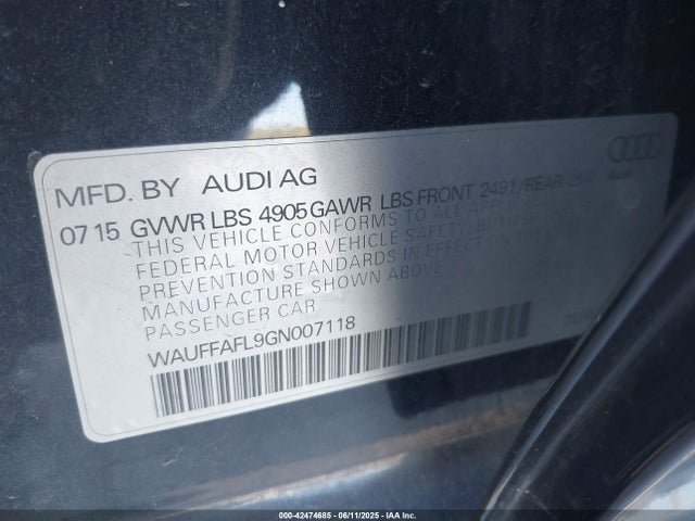 WAUFFAFL9GN007118 Audi 2016