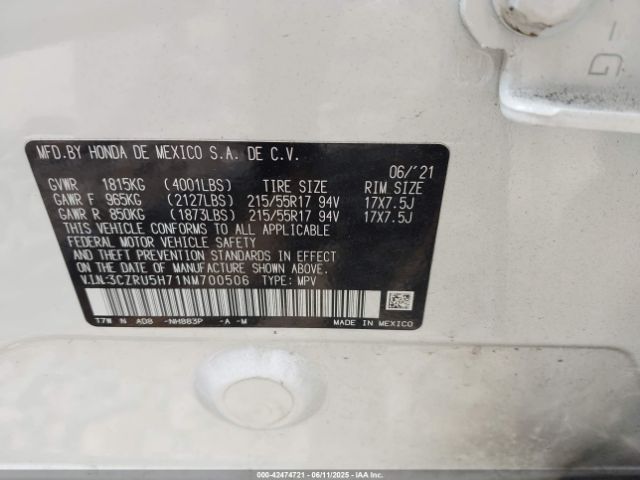 3CZRU5H71NM700506 Honda r18z9