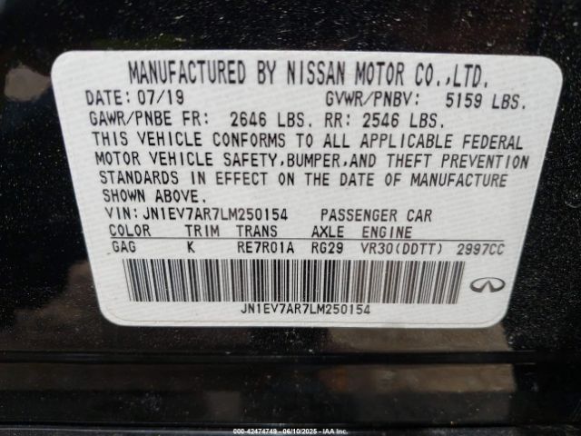 JN1EV7AR7LM250154 Infiniti Q50 Luxe Awd