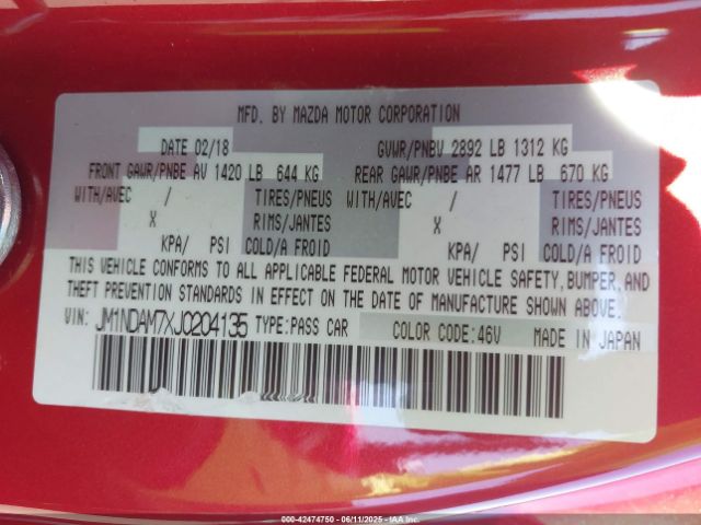 2018 MAZDA MX-5 MIATA RF JM1NDAM7XJ0204135 Photo 8
