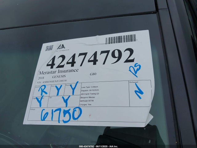 Genesis G80 2018 KMHGN4JEXJU244150 Image 17
