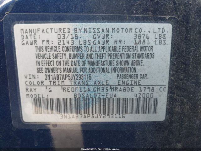 2018 NISSAN SENTRA 3N1AB7AP5JY293116 Photo 8