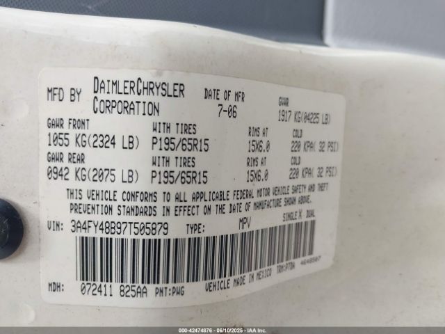 2007 CHRYSLER PT CRUISER 3A4FY48B97T505879 Photo 8