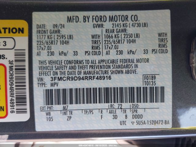 2024 FORD BRONCO SPORT 3FMCR9D94RRF48916 Photo 8