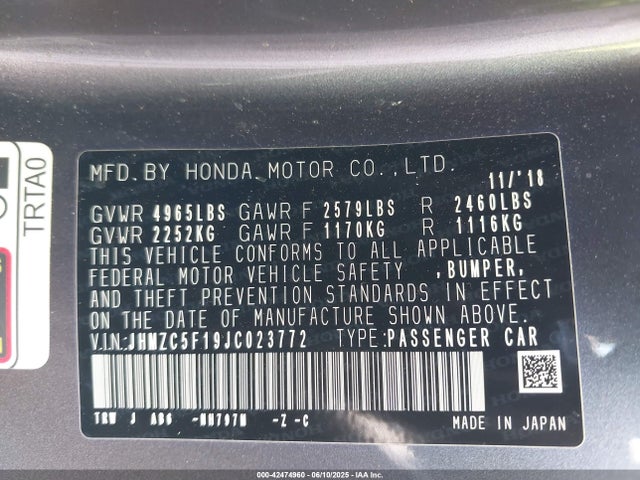JHMZC5F19JC023772 Honda leb3(h4)