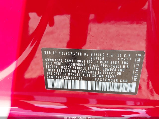 42474987 :رقم المزاد ، 3VWH17AUXHM529780 vin ، 2017 Volkswagen Golf Alltrack مزاد بيع