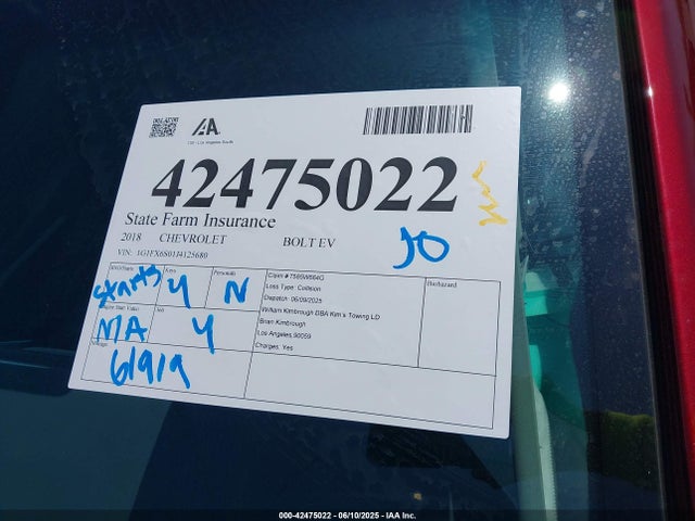 1G1FX6S01J4125680 Chevrolet BOLT EV