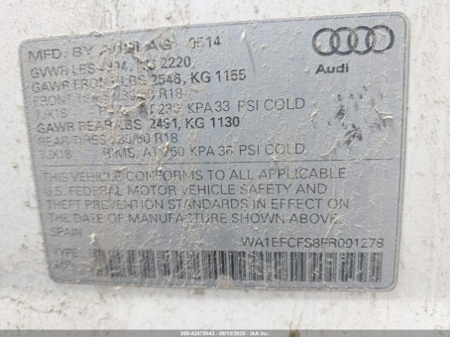 WA1EFCFS8FR001278 Audi Q3 2.0t Premium Plus