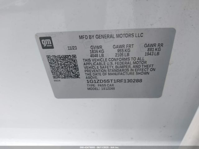 1G1ZD5ST1RF130288 Chevrolet Malibu Fwd 1lt
