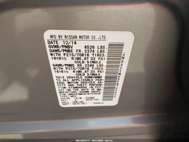 JN8AS5MV5FW752806 Nissan 2015