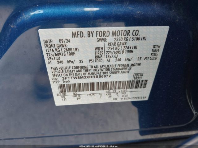 2024 FORD MAVERICK 3FTTW8M3XRRB56672 Photo 8