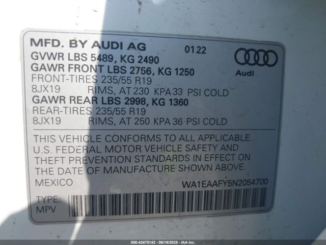 2022 AUDI Q5 WA1EAAFY5N2054700 Photo 8