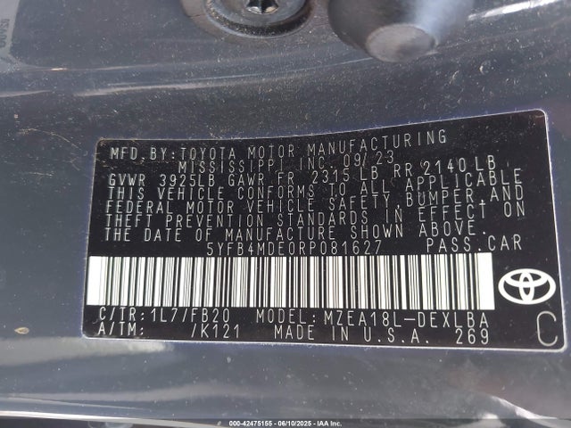 Toyota COROLLA LE 2024 5YFB4MDE0RP081627 Image 9