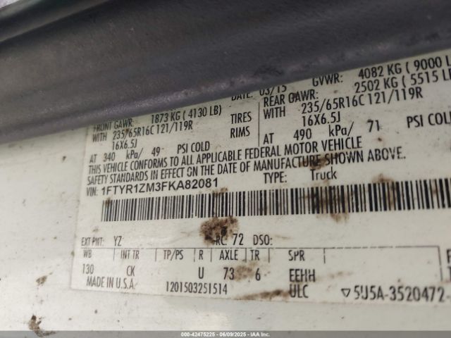 1FTYR1ZM3FKA82081 Ford Transit-250