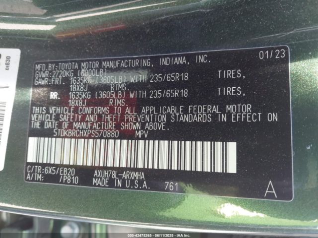 2023 TOYOTA HIGHLANDER 5TDKBRCHXPS570880 Photo 8