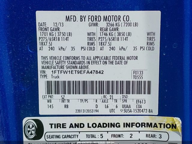 1FTFW1ET9EFA47842 Ford F-150 Fx4