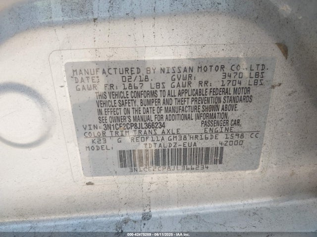 3N1CE2CP8JL366234 Nissan 2018