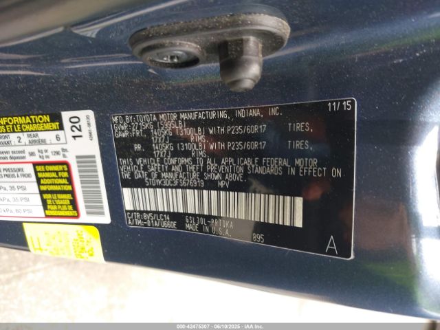 2015 TOYOTA SIENNA 5TDYK3DC3FS676919 Photo 8