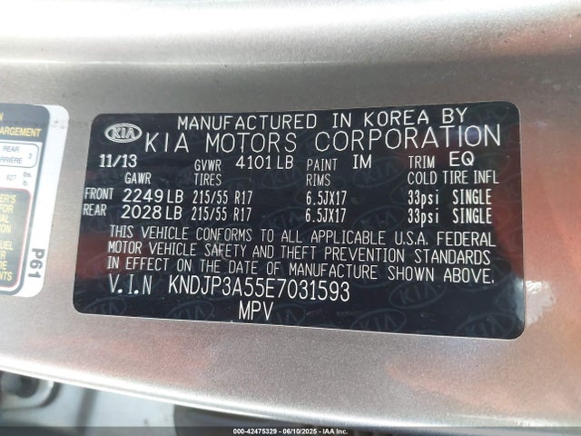 KNDJP3A55E7031593 KIA dohc gdi nu