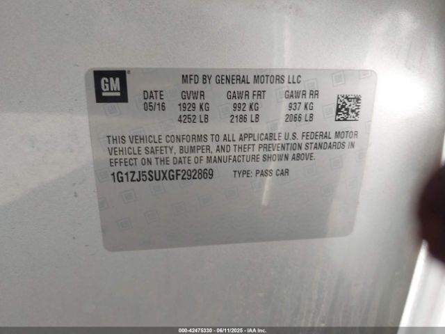 2016 CHEVROLET MALIBU HYBRID 1G1ZJ5SUXGF292869 Photo 8