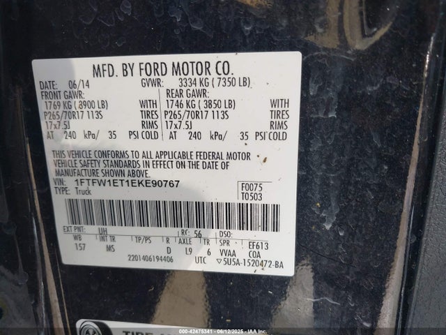 1FTFW1ET1EKE90767 Ford 2014