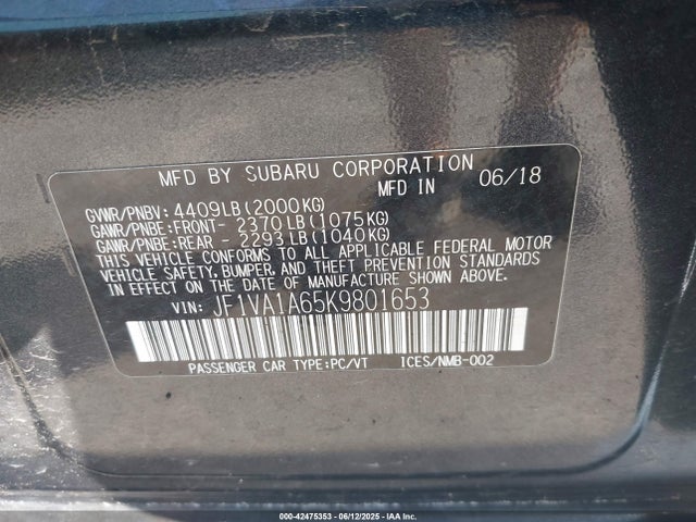 JF1VA1A65K9801653 Subaru dib