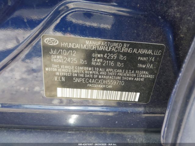 2013 HYUNDAI SONATA 5NPEC4ACXDH559710 Photo 8