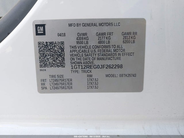 1GT12REG0JF262298 GMC L96 - E85 Max, Iron