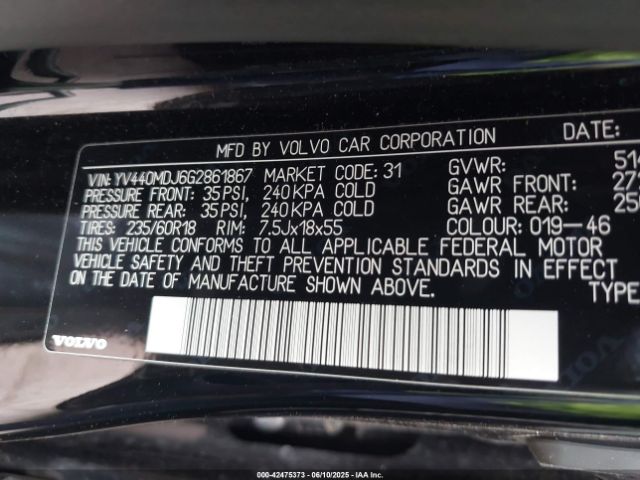 YV440MDJ6G2861867 Volvo Xc60 T5 Drive-e