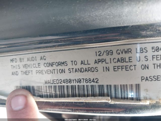 2000 AUDI A6 WAUED24B0YN078842 Photo 8