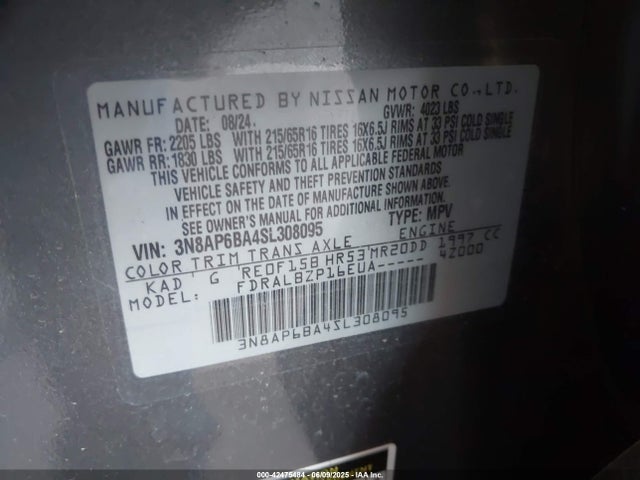 3N8AP6BA4SL308095 Nissan KICKS S