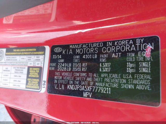 KNDJP3A5XF7779211 KIA dohc gdi nu