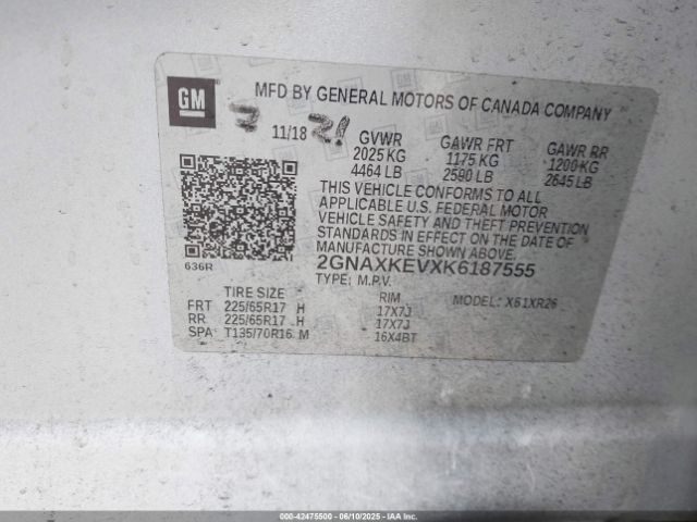 2019 CHEVROLET EQUINOX 2GNAXKEVXK6187555 Photo 8