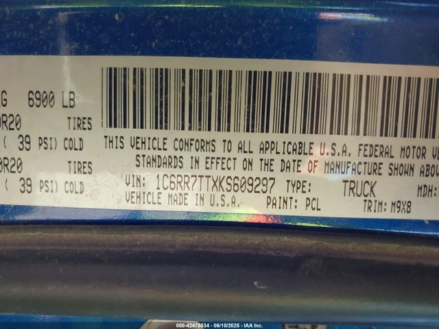 1C6RR7TTXKS609297 RAM 2019