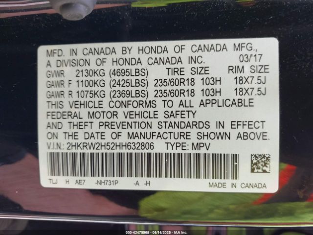 2HKRW2H52HH632806 Honda l15be