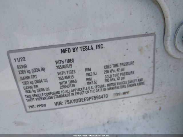 2023 TESLA MODEL Y 7SAYGDEE9PF598470 Photo 8