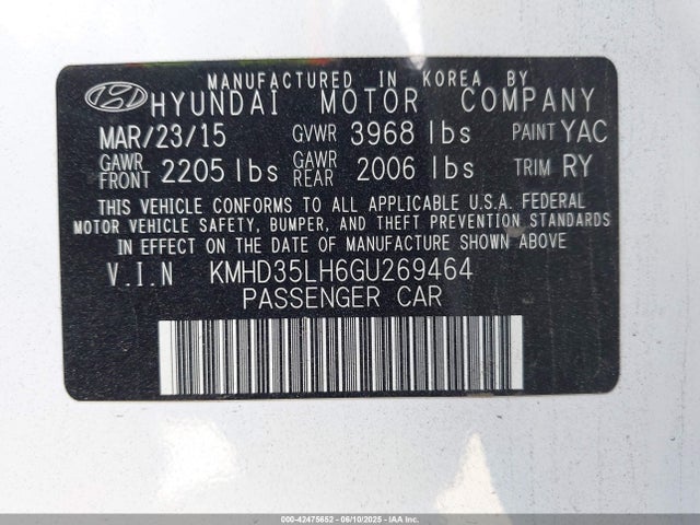 KMHD35LH6GU269464 Hyundai dohc gdi nu
