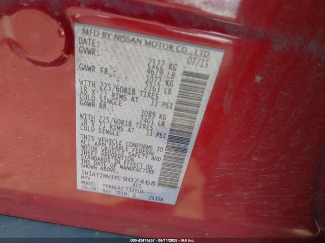 5N1AT2MV3FC907468 Nissan Rogue Sl