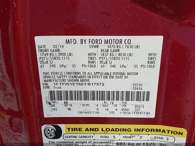 1FTFW1ET6EFB17572 Ford F-150