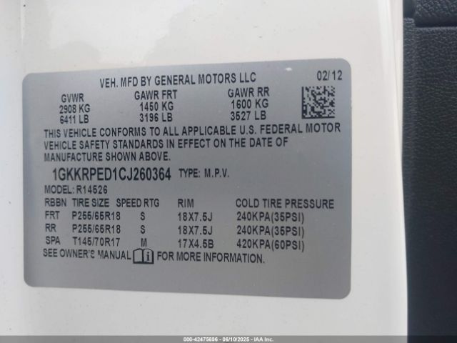 2012 GMC ACADIA 1GKKRPED1CJ260364 Photo 8
