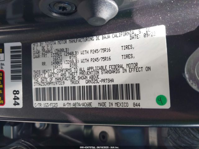 3TMAZ5CN9PM197319 Toyota Tacoma Sr5 V6