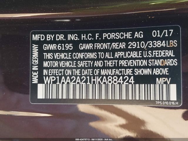 2017 PORSCHE CAYENNE WP1AA2A21HKA88424 Photo 8