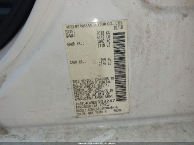 1N4BL4CW9KN303247 Nissan 2019