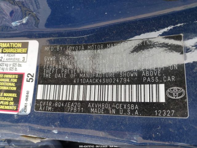 4T1DAACK4SU024794 Toyota CAMRY SE