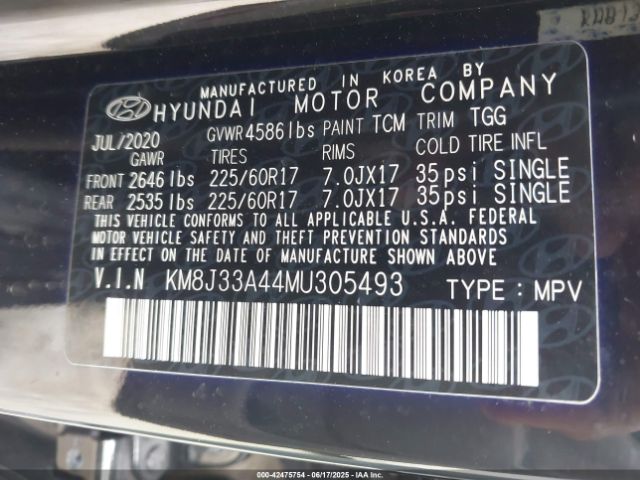 2021 HYUNDAI TUCSON KM8J33A44MU305493 Photo 8