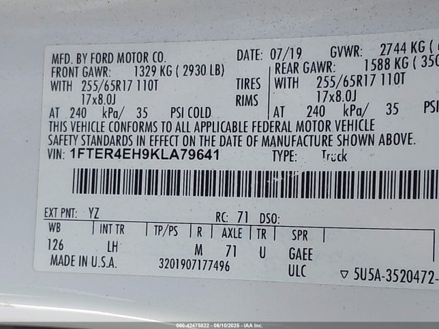 1FTER4EH9KLA79641 Ford 2019