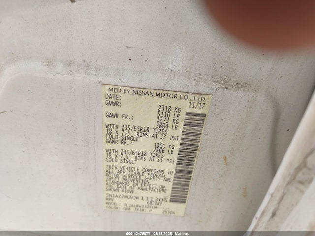 5N1AZ2MG9JN111305 Nissan 2018
